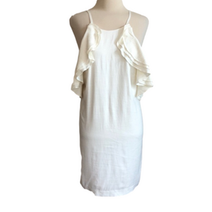WILLOW‎ Medium White Ojai Ruffle Trim Linen Blend Nordstrom Sundress Fairy New